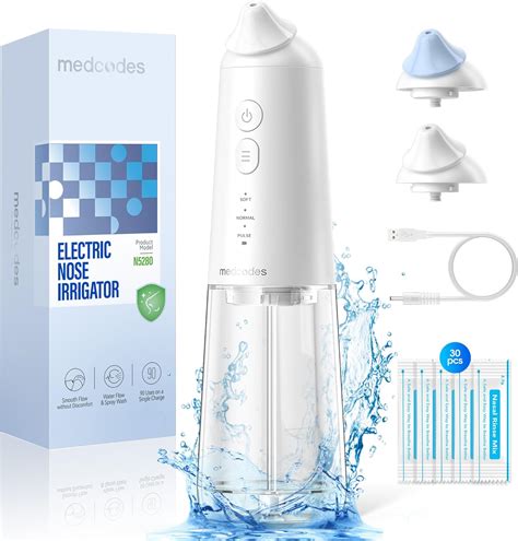 Medcodes Nasal Irrigation System, Cordless Pulsating Sinus Rinse Bottle, Nasal Rinse Machine for ...