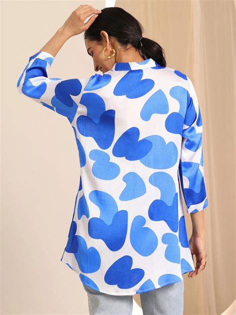 Buy White Printed Silk Blend Straight Tunic Online at Rs.699 | Libas