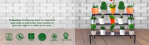 ASIAN AURA 3 Step/Tier Plant Stand - Indoor/Outdoor Shelf Holder Rack ...