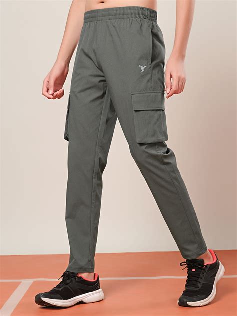 Boys Solid Regular Fit Cargo Trackpants with TS FLEXI
