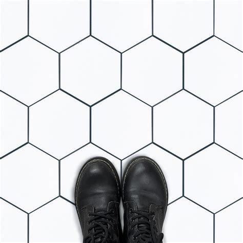 White Hexagon Peel and Stick Vinyl Floor Tile Sticker – Commomy