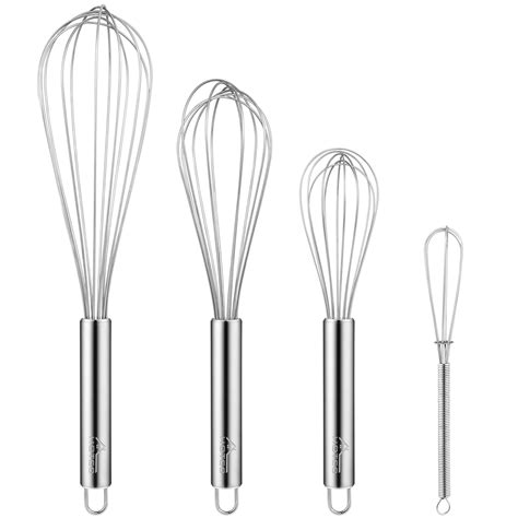 HOTEC 4 Pieces Stainless Steel Whisks Set,Kitchen Gadgets
