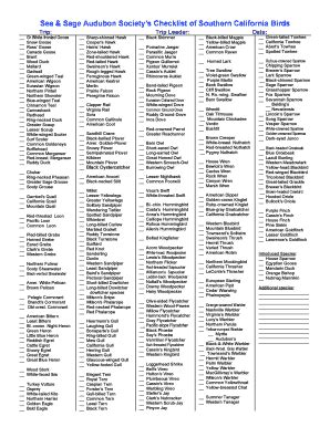 Fillable Online seaandsageaudubon Sea Sage Audubon Societys Checklist ...