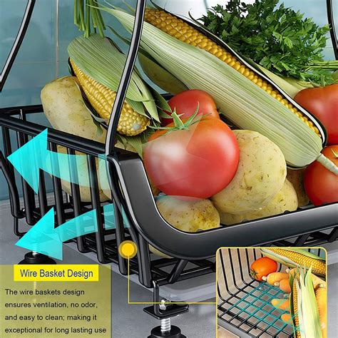 Buy Metal Baskets with Wood Top 4 Tier Stackable Storage Baskets with ...