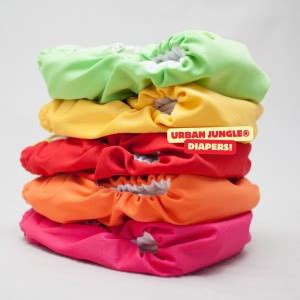 Urban Jungle Reusable Cloth Button Diaper & White 5 Layer Insert for ...