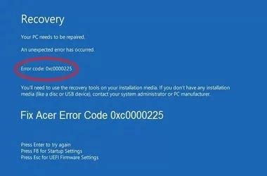 Image result for Error Code 0X0000225 Windows 1.0
