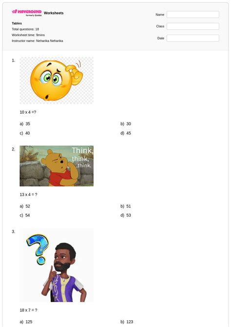 50+ Reading Tables worksheets for Class 5 on Wayground | Free & Printable