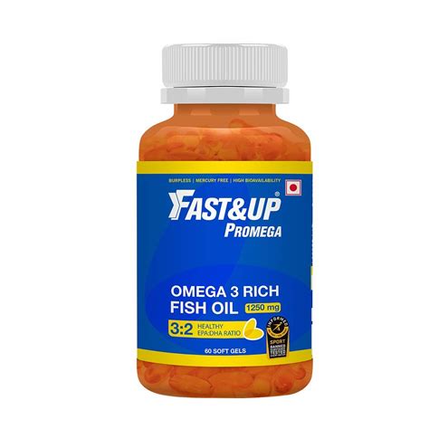 Fast&Up Promega 1250mg Triple Strength Omega 3 Fish Oil, 2 Month Supply ...