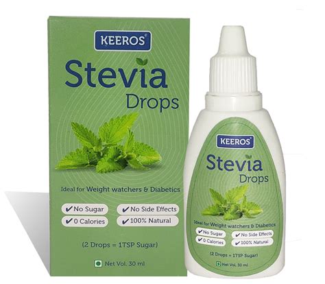 Keeros Stevia Drops Liquid Sweetener- 100% Natural Extract of Stevia L ...