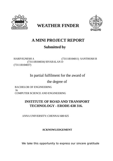 Weather Finder Report - WEATHER FINDER A MINI PROJECT REPORT Submitted ...