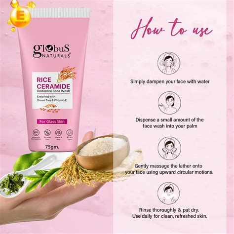 Globus Naturals Rice Ceramide Radiance Face Wash with Ayurvedic Green ...