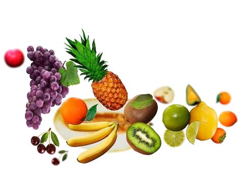 Juicy tasty fresh ananas kiwi grapes banan pomegranate orange apple ...