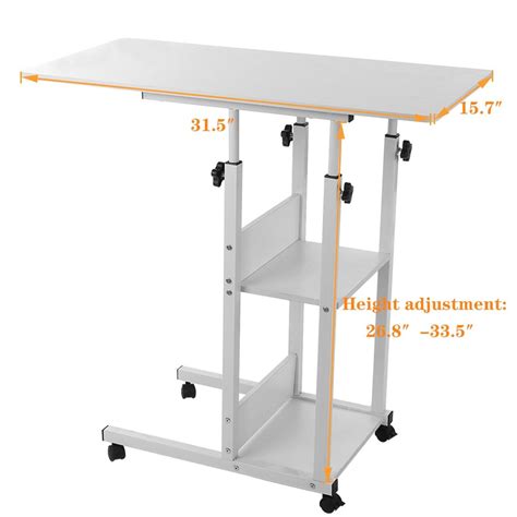Adjustable Overbed Table with Wheels, Black Height and Length ...