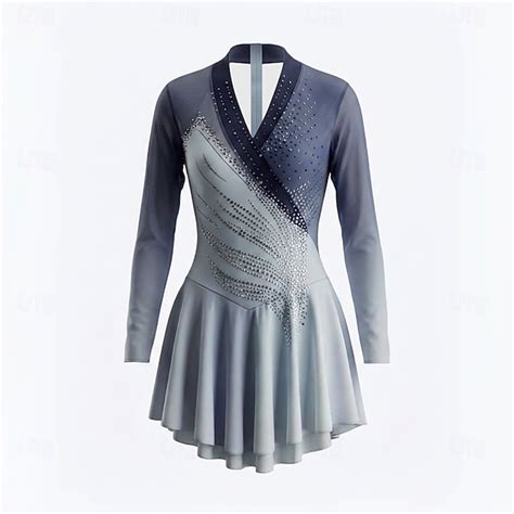 Figure Skating Dress Women's Ice Skating Dress Blue White Patchwork ...