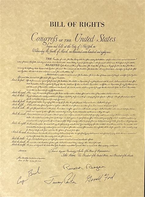 Lot Detail - Bill of Rights Signed by 4 Presidents Ford, Carter, Reagan ...