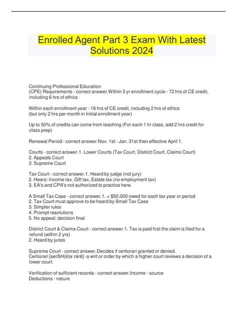 Enrolled Agent Part 3 Exam With Latest Solutions 2024 - Enrolled Agent ...