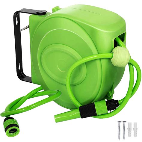 VEVOR 10M Retractable Water Hose Reel Wall Mounted Auto Rewind ...