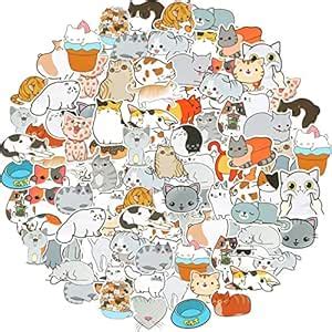 100 Pieces Cute Cat Laptop Stickers Waterproof Vinyl Kawaii Decals for ...
