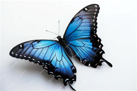Blue and black butterfly isolated on white background high resolution ...