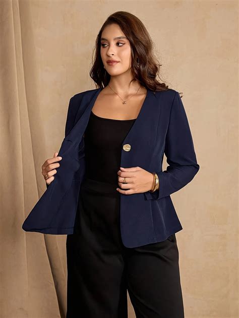 Plus Size Metallic Decor Classic Blazer | Savana | Bestsellers