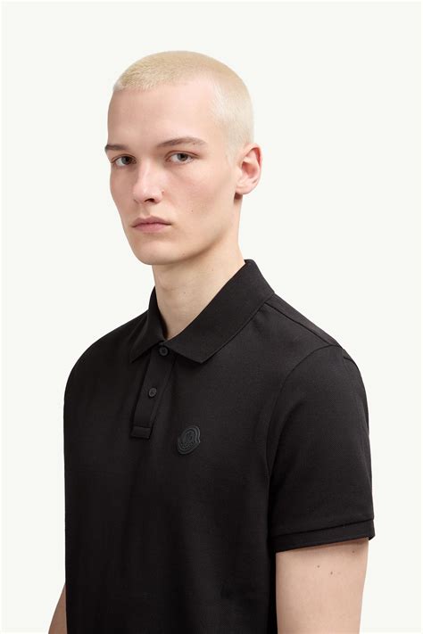 Black Logo Patch Cotton Piquet Polo Shirt - Polos & T-shirts for Men ...