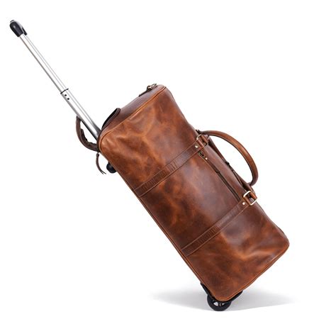 Amazon.com | Leather Rolling Travel Duffle Bag for Men Women 21 inch ...