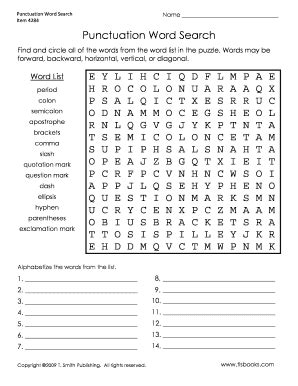 Punctuation Word Search - Fill and Sign Printable Template Online