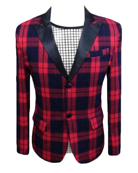 Buy MK988 Mens Checkered Slim Costume Nightclub Notched Lapel Blazer ...