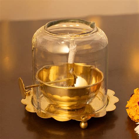 Brass Akhand Jyot Diya With Adjustable Bati Knob(Large| 200 ML) – The ...