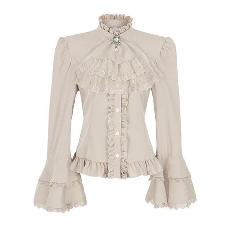 Victorian Blouse Womens Gothic Pirate Shirt Vintage Long Sleeve Lotus ...