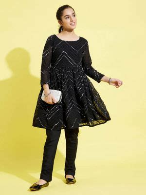 Buy Vastramay Girls Black Kurta and Churidar (Set of 2) Online