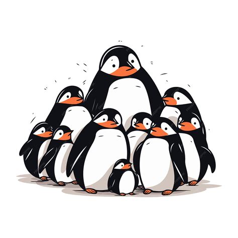 Premium Vector | Penguin family vector illustration of a group of penguins