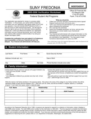 Fillable Online Verification Worksheet for Federal Student Aid Programs ...