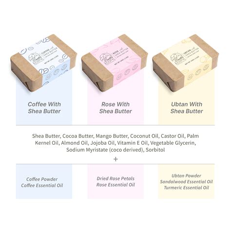 Shea Butter Soaps - Ubtan, Rose & Coffee - Set of 3 – Ecotyl - 100% ...