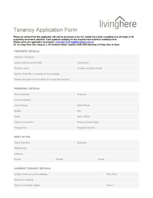 Fillable Online Tenancy Application Form Living Here Fax Email Print ...