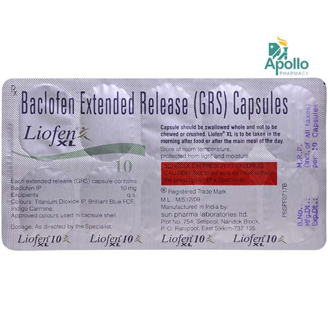 Liofen XL Capsule 10's Price, Uses, Side Effects, Composition - Apollo ...