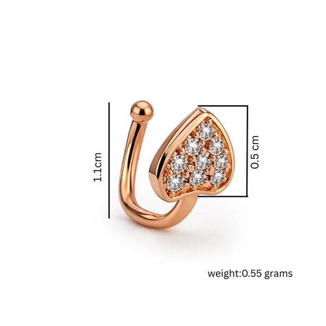 Rose Gold Heart Non Piercing Nose Pin – Nilu's Collection