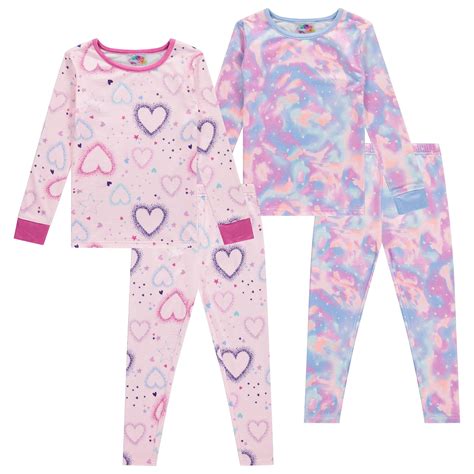 Btween 4-Piece Girls' Pajama Sets - Long Sleeve Shirts, PJ Legging ...