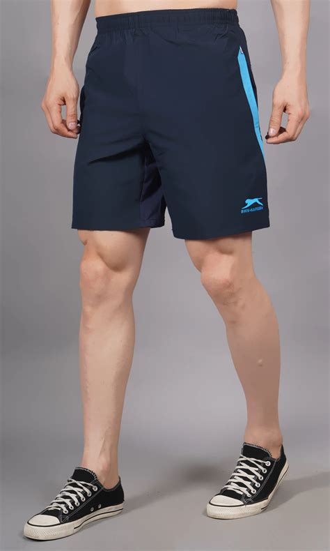 Buy Navy Blue & Cyan Active Shorts for Men online in India