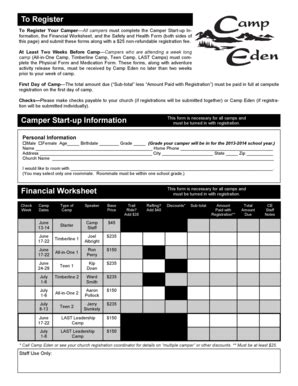 Fillable Online campeden Camper Start-up Information Financial ...