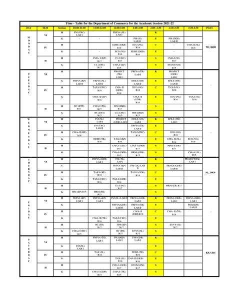 Working capital final notes 2.0 for sem 6 - Time - Table for the ...