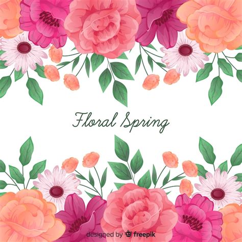Floral spring background with roses frame | Free Vector