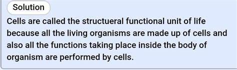 Why is a cell called the structural and functional unit of life in ...