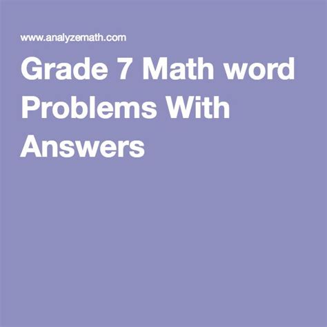 Image result for Grade 7 Math Word Problems
