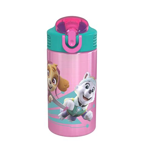 Zak Designs 18/8 Stainless Steel Kids Water Bottle with Flip-up Straw ...