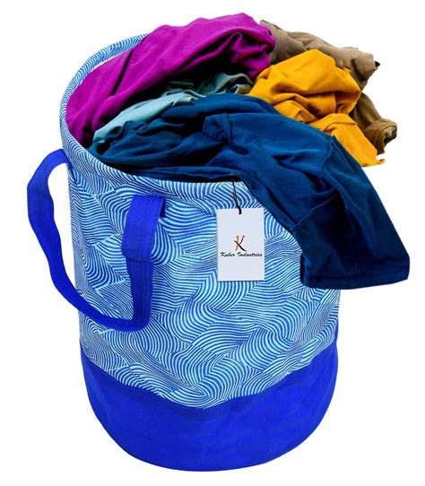 Kuber Industries Waterproof Round Canvas Laundry Bag/Hamper|Metalic ...