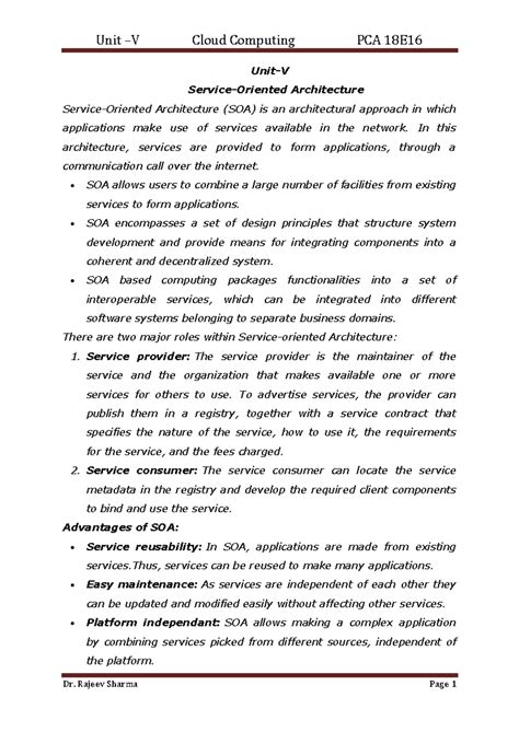 Unit-5 CC - Understanding Service-Oriented Architecture in Cloud ...