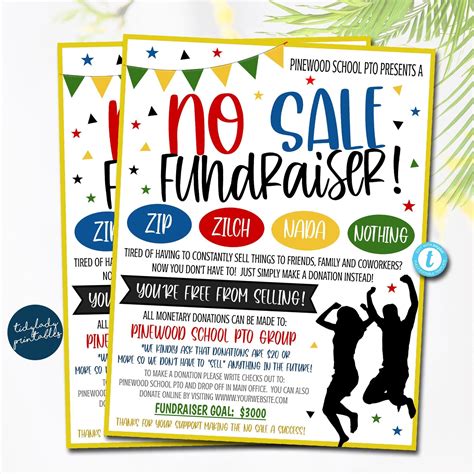 NO Sale Fundraiser Flyer, School PTA PTO Fundraiser, Easy Charity ...