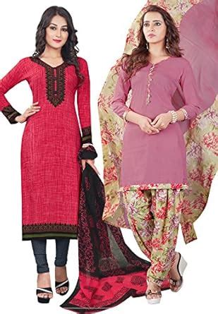 Buy Salwar Studio Women's Pack of 2 Synthetic Unstitched Dress Material ...