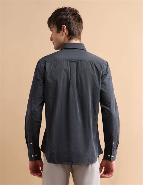 Buy Men Textured Cotton Shirt Grey|U.S. Polo Assn. India – U.S. POLO ASSN.